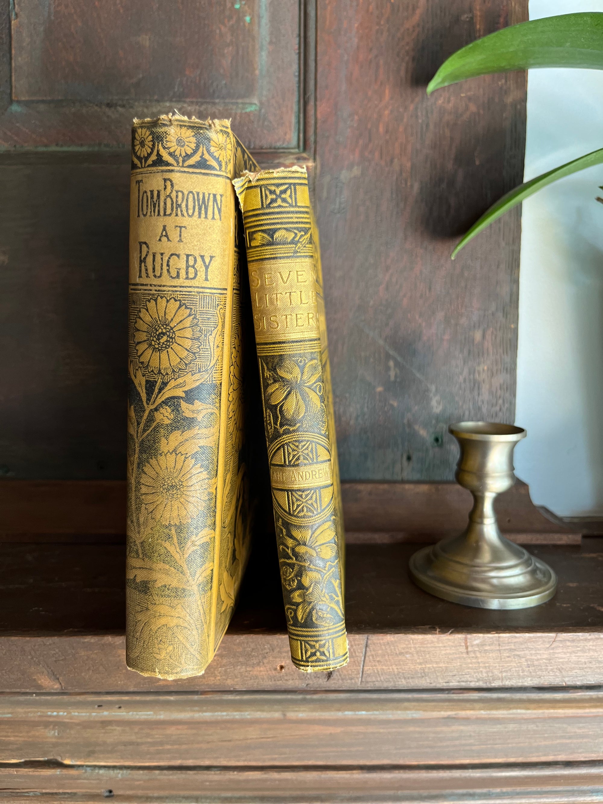 RESERVED - Pair of Floral Spine Antique Books