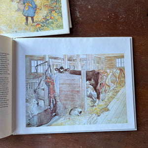 A Farm Written by Lennart Rudstrom with illustrations by Carl Larsson-a depiction of 1800's farm life-vintage book-view of a closeup of the full-page illustrations