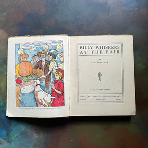 Billy Whiskers at the Fair written by F. G. Wheeler-illustrated by Arthur DeBebian-1909-antique children's chapter book-view of the title page with frontispiece in full color