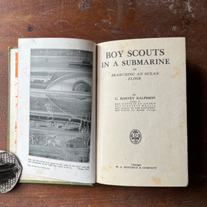 children's chapter book, children's boy scout adventure book - Boy Scouts in a Submarine or Searching an Ocean Floor written by G. Harvey Ralphson - view of the title page