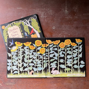 children's folk tales, religious text, children's picture book - Brother Sun, Sister Moon Saint Francis of Assisi's Canticle of the Creatures Reimagined by Katherine Paterson with illustrations by Pamela Dalton - view of the inside cover