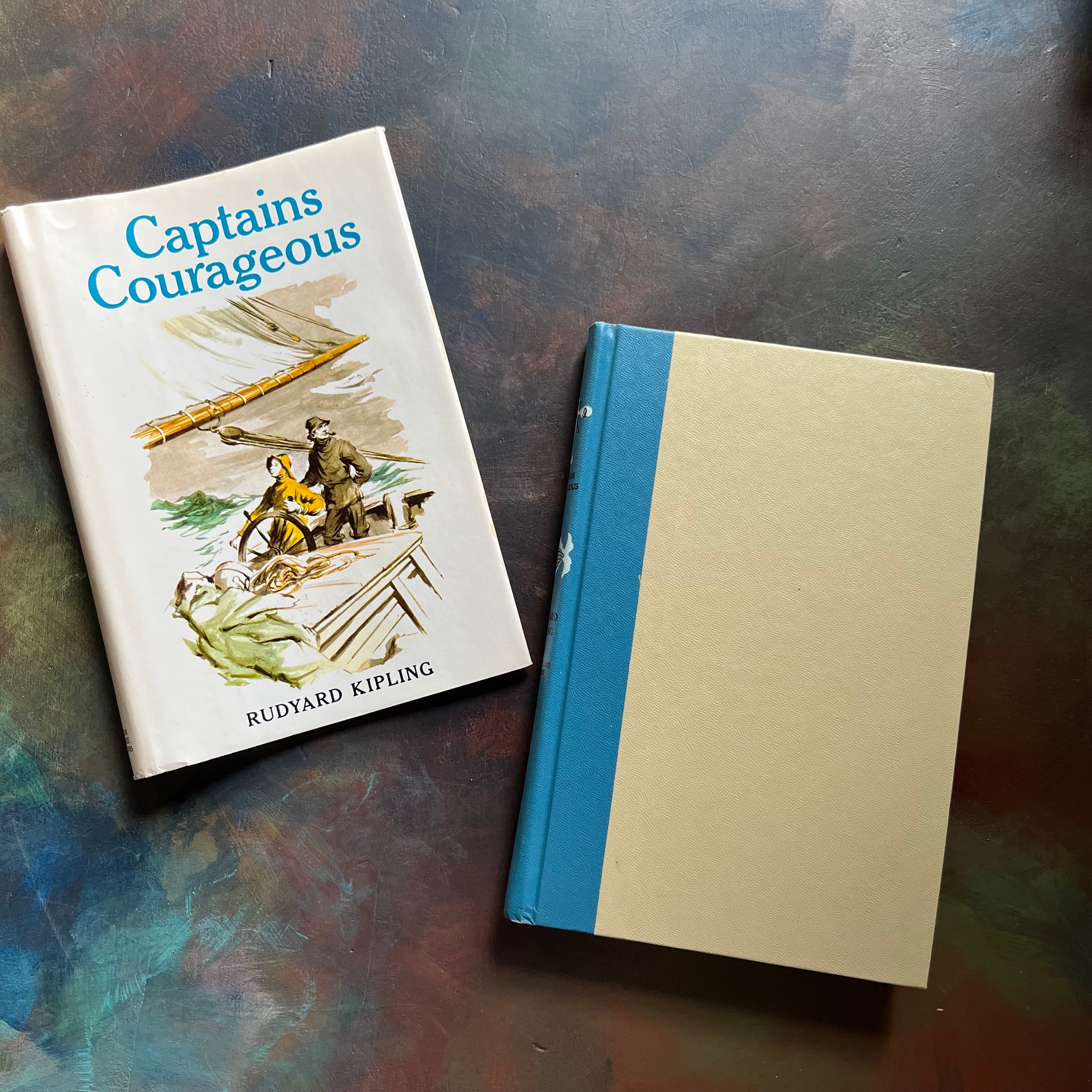 Captains Courageous by Rudyard Kipling with illustrations by Lawrence Beall Smith-classic children's literature-Junior Deluxe Editions Book Club Book-view of the front cover