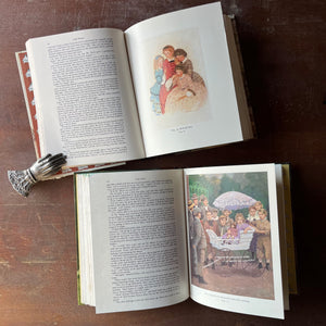 Children's Classics Book Set-Little Women with illustrations by Jessie Wilcox Smith & Little Men with illustrations by Troy Howell, both written by Louisa May Alcott-classic American Literature-vintage chapter books-view of the full-color illustrations