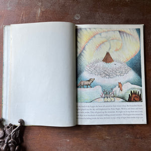 vintage children's picture book, vintage book, children's book - Children of the Northlights written & illustrated by Ingri & Edgar Parin D'Aulaire - view of the first page of the book