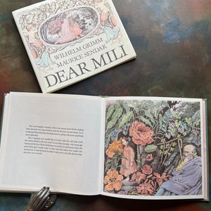 Dear Mili written by Wilhelm Grimm and illustrated by Maurice Sendak-vintage fairy tale-first edition-view of the illustrations in full color, full page