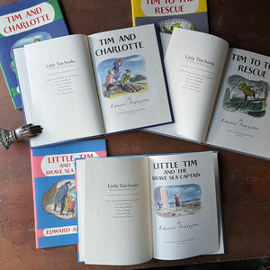 Edward Ardizzone Book Set-Little Tim and the Brave Sea Captain, Tim to the Rescue & Tim and Charlotte-vintage children's picture books-view of the title pages