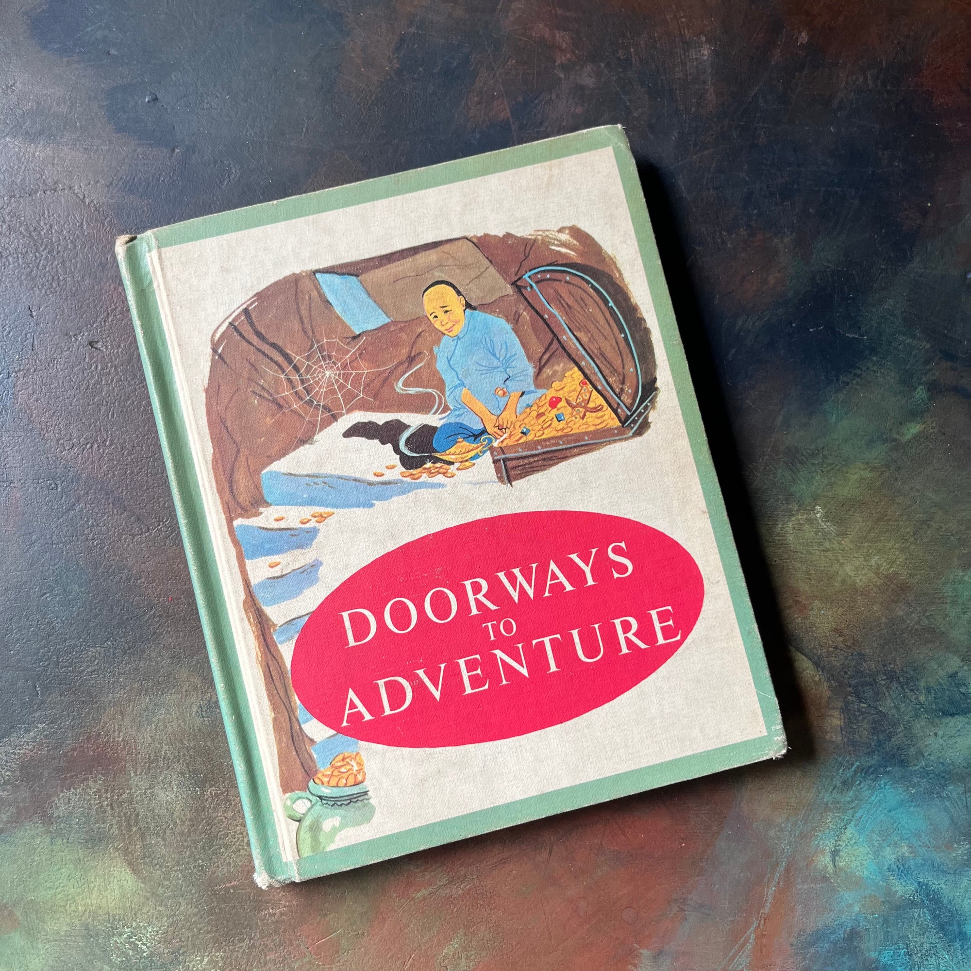 Gateways To Reading Treasures Co-Basil Literary Readers presents Doorways to Adventure -view of the front cover with the title in a red oval & an illustration above it