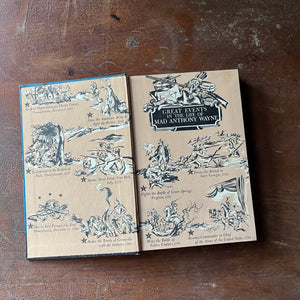 a Signature Series Book, vintage children's chapter book, living history book - Great Events in the Life of Mad Anthony Wayne written by Hazel Wilson with illustrations by Lawrence Beall Smith - view of the inside cover with illustrations of some of the events of Anthony Wayne's life depited