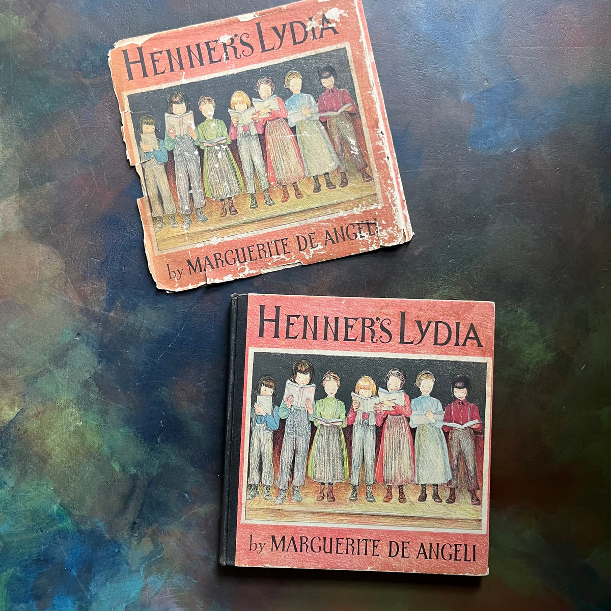 Henner's Lydia-story and pictures by Marguerite De Angeli-antique children's picture book-living history book-view of the front cover