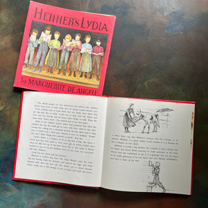 Henner's Lydia written & illustrated by Marguerite de Angeli-vintage children's chapter book-living history book-view of the black & white illustrations