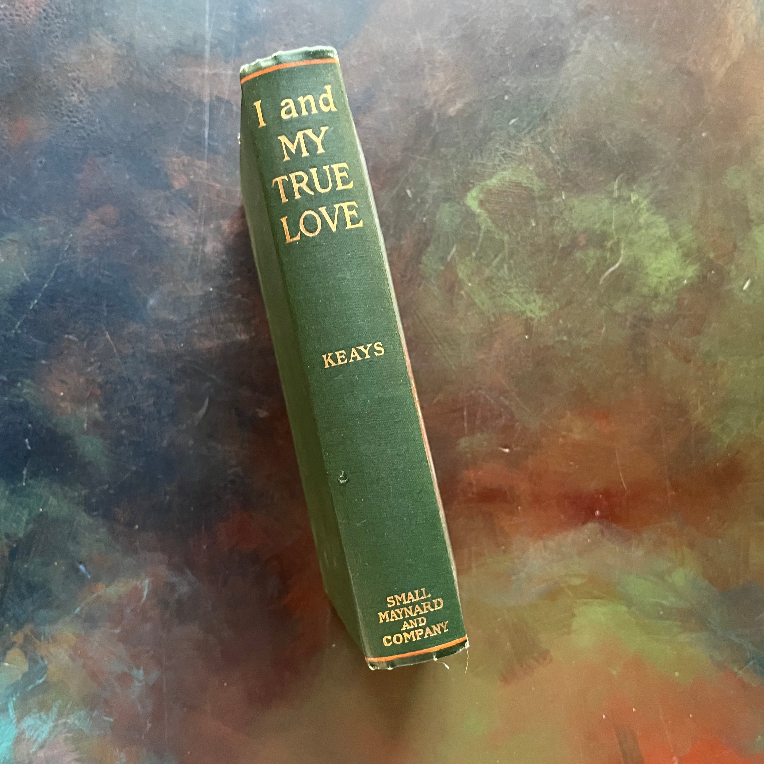 I and My True Love written by H.A. Mitchell Keays-antique novel-embossed cover with Poinsettia-view of the spine