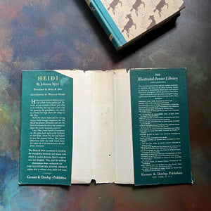 Illustrated Junior Library Editions-Heidi by Johanna Spyri with illustrations by William Sharp-vintage children's classic literature-view of the inside flaps of the dust jacket