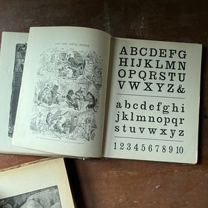 vintage children's storybooks, Pair of Antique Children's Books, In Wake-up Land and Sunday Chats 1890 - view of the fonts & an illustration from In Wake-Up Land