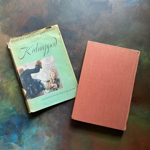 Kidnapped by Robert Louis Stevenson with illustrations by William Sharp-1949 Edition-antique children’s chapter book-adventure book for boys-view of the back cover