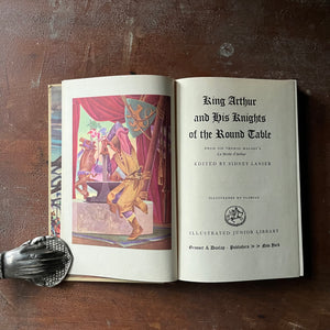 vintage children's chapter book, Illustrated Junior Library Edition, classic literature - King Arthur and His Knights by Sir Thomas Malory's Le Mort d'Arthur Edited by Sidney Lanier with illustrations by Florian - view of the title page
