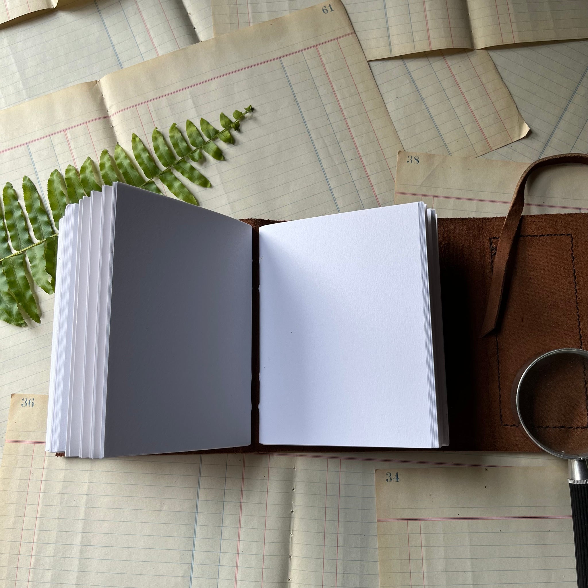 Leaf Design Leather Journal - Log Cabin Vintage