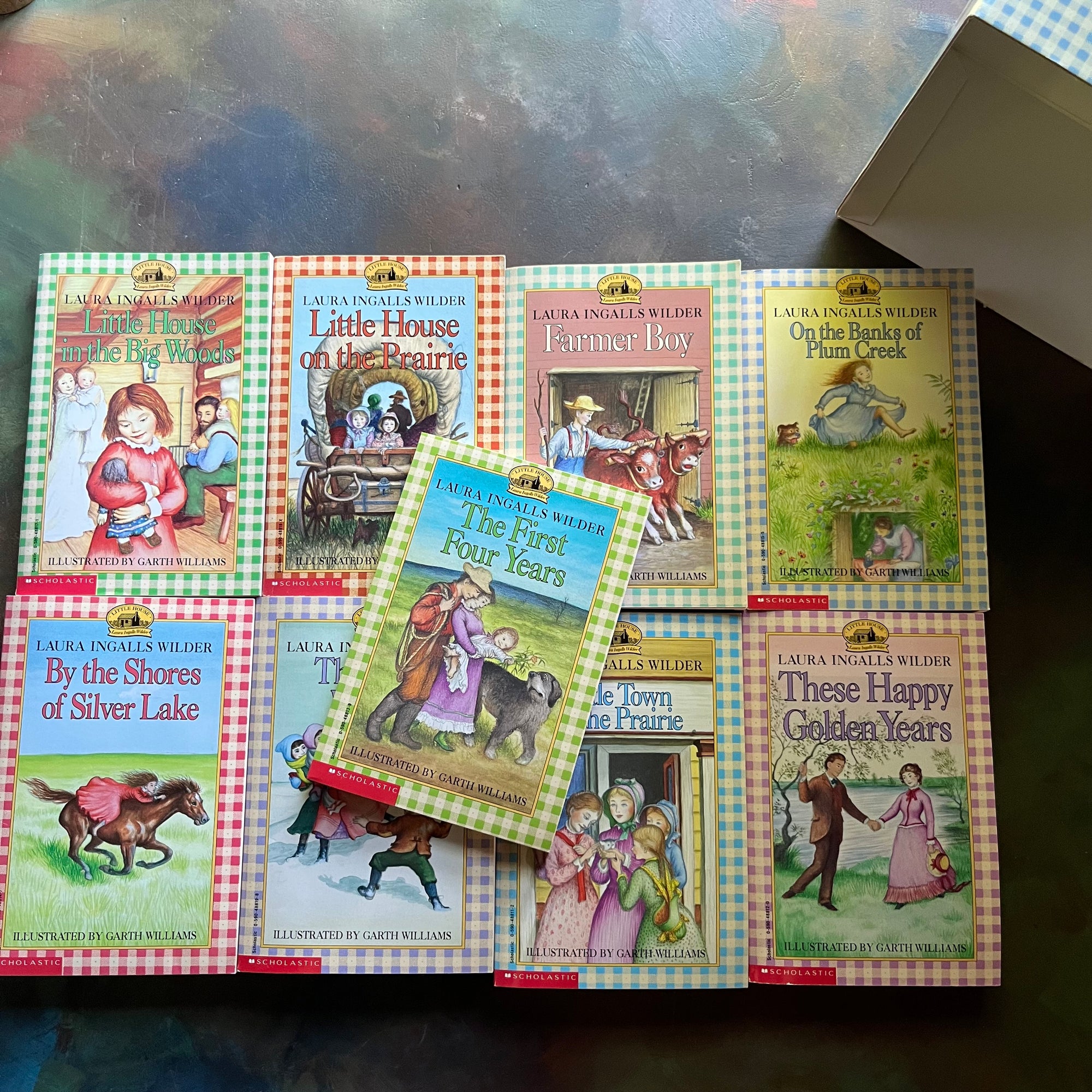 Little House on the Prairie Complete Book Set-Laura Ingalls Wilder-Plaid Covers & Spines-Garth Williams-children's chapter books-view of the front covers