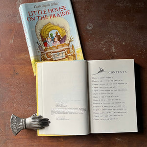 vintage children's chapter book - Little House on the Prairie written by Laura Ingalls Wilder with illustrations by Garth Williams - view of the copyright & contents pages