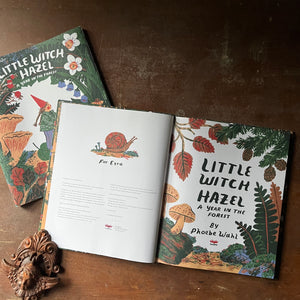 children's picture book, modern fairy tale - Little Witch Hazel A Year in the Forest story and illustrations by Phoebe Wahl - view of the title & copyright pages