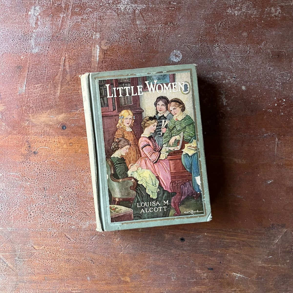 Little Women by Louisa May Alcott-1924 John C. Winston Company Edition-Illustrations by Clara M. Burd-view of the front cover with full color illustration by Clara M. Burd showing all of the March girls