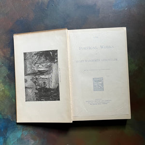 Longfellow's Political Works-The Poems of Henry Wadsworth Longfellow-antique poetry book-1891-view of the frontispiece - note this page has come separated from the book