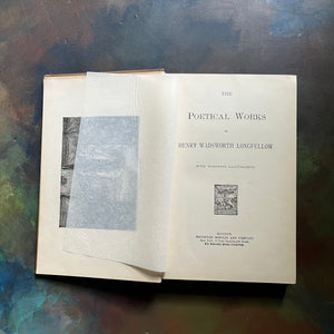 Longfellow's Political Works-The Poems of Henry Wadsworth Longfellow-antique poetry book-1891-view of the title page