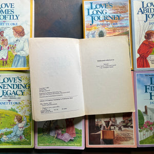 Love Comes Softly Complete 8 Book Set written by Janette Oke-vintage children's chapter books-Christian Historical Fiction-view of the copyright pages