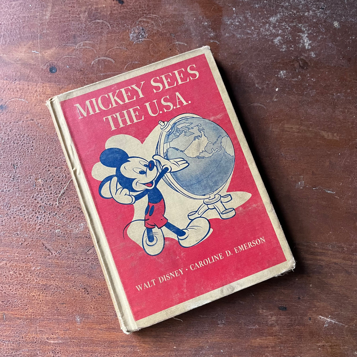 Mickey Mouse Walt Disney Book, vintage children's chapter book - Mickey Sees the U.S.A. by Caroline D. Emerson - view of the front cover