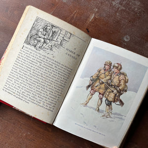 My Adventure Book-1928 John F. Shaw & Co., Ltd. Edition-rebound front cover-vintage adventure stories for children-view of both black & white & color illustrations
