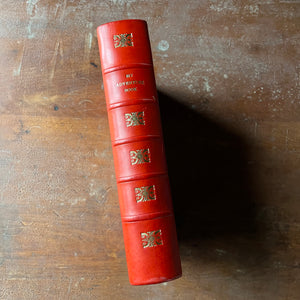 My Adventure Book-1928 John F. Shaw & Co., Ltd. Edition-rebound front cover-vintage adventure stories for children-view of the red spine with 5 bands & gold lettering & design
