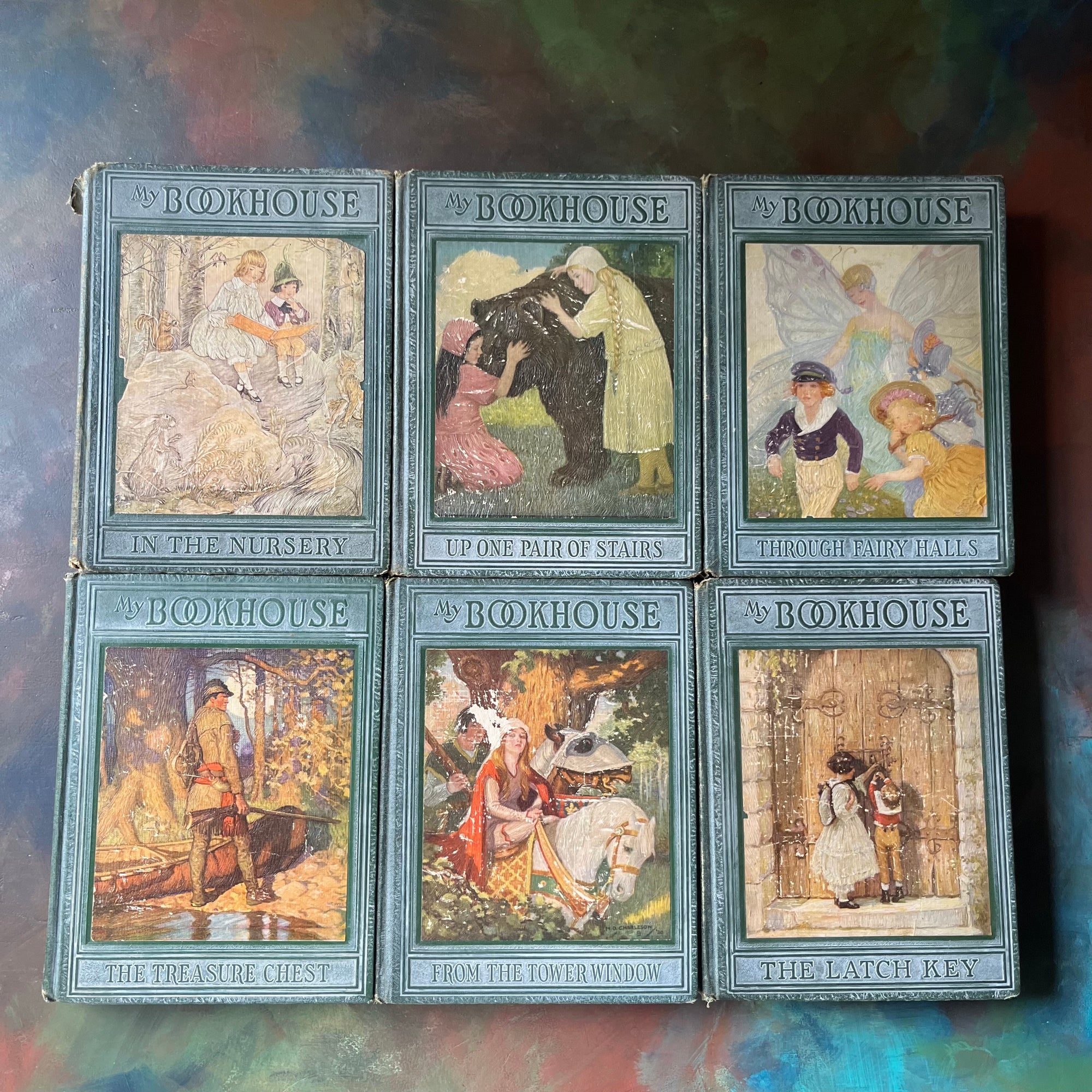 My Book House Complete Six-Volume Set by Olive Miller Beaupre-1925 Editions-vintage storybook set for children-view of the front covers