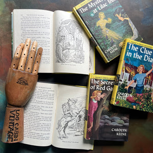 Nancy Drew Mystery Stories Starter Set-Books Three through Seven-vintage children's chapter books-Carolyn Keene-view of the illustrations