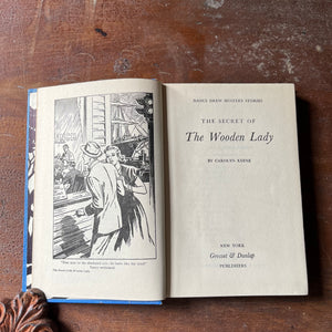 vintage children's chapter book, adventure book for girls, Nancy Drew Mystery Stories - #27 The Secret of the Wooden Lady written by Carolyn Keene - view of the title page