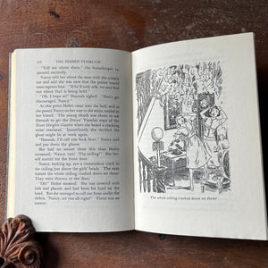 vintage children's chapter book, vintage adventure book for girls - Nancy Drew Mystery Stories #2 The Hidden Staircase by Carolyn Keene Tweed Cover - view of the illustration