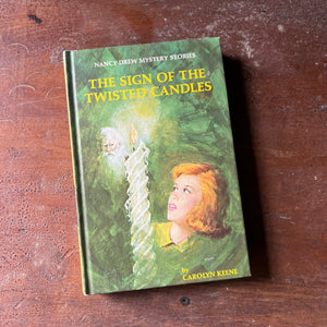 vintage children's chapter book, vintage adventure book for girls, Nancy Drew Mystery Stories - #9 The Sign of the Twisted Candles written by Carolyn Keene - view of the front cover