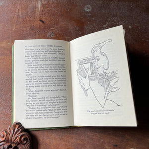 vintage children's chapter book, vintage adventure book for girls, Nancy Drew Mystery Stories - #9 The Sign of the Twisted Candles written by Carolyn Keene - view of the illustrations