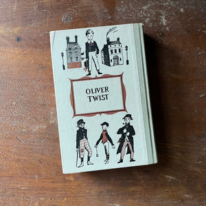 Junior Deluxe Editions Book, vintage children's chapter book - Oliver Twist written by Charles Dickens with illustrations by Lawrence Beall Smith - view of the embossed back cover