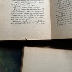 Pair of Allen Chapman Books  Ralph on the Midnight Flyer & Ralph of the Round House-vintage adventure books for boys-view of the tiny tear on the bottom of one page