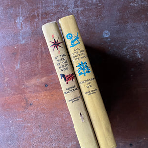 Pair of Junior Deluxe Editions-East O' The Sun and West O' the Moon and At The Back of the North Wind-vintage children's chapter books-view of the spines