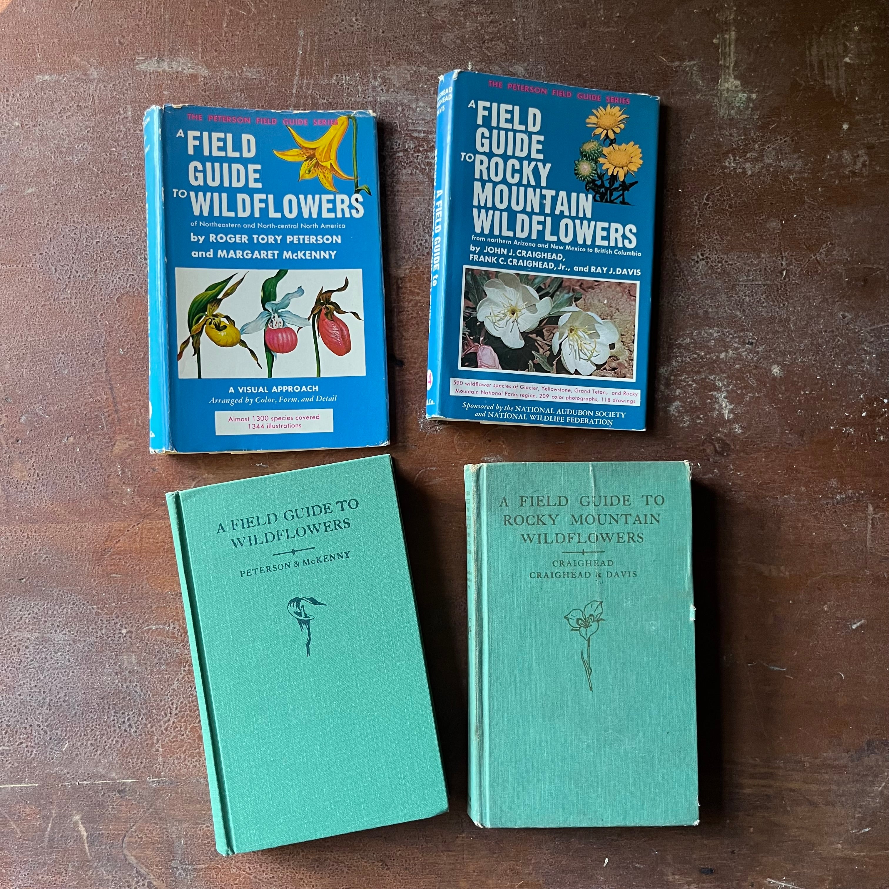 vintage nature guides - Pair of Peterson Field Guides - A Field Guide to Wildflowers & A Field Guide to Guide to Rocky Mountains Wildflowers - view of the front covers