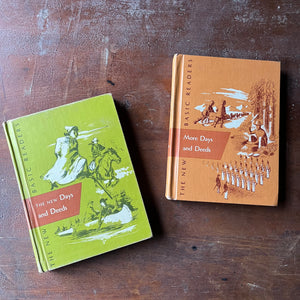 Pair of The New Basic Reader Vintage School Books Book Set-Dick and Jane Schoolbooks-view of the front covers