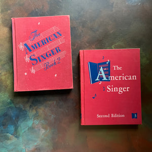 Pair of Vintage Music Books for Children-The American Singer Book 2 and 3-vintage music-Americanna-July 4th Decor-view of the front covers