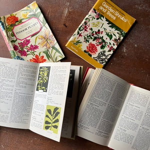 Pair of vintage plant books-Garden Shrubs & Trees and The Pocket Encyclopedia of Indoor Plants--vintage nature pocket guides-view of the illustrations