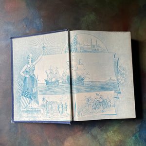 People's History of the United States-John Clark Ridpath, LLD-1895-US History-antique book-view of the inside cover with a light blue illustration on it