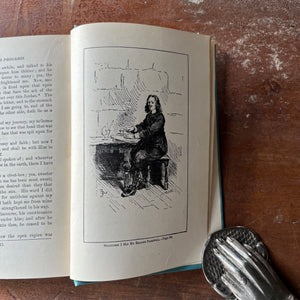 vintage religious tome, classic literature - Pilgrim's Progress written by Paul Bunyan also includes A Life of Bunyan by James Anthony Froude - view of a full-page black & white illustration