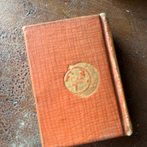 Set of Five Miniature Portuguese Dictionaries-antique tiny books-closeup of the back cover with design in gold