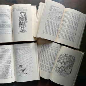 Set of Four Children's Classic Chapter books-Five Little Peppers-Hans Brinker-The Little Lame Prince-Heidi-vintage children's chapter books-view of the inside content & illustrations in black & white