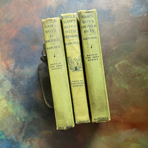 Set of The Boys of The Army Book Series by H. Irving Hancock -Uncle Sam's Boys-vintage adventure books for boys-view of the spines