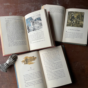 vintage children's history books - Set of Three Landmark Series Books-Ferdinand Magellan, The Louisiana Purchase & The Pony Express - view of the illustrations