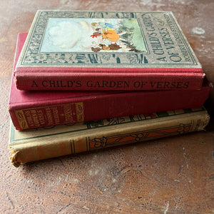 Set of Three Robert Louis Stevenson's A Child's Book of Verses-vintage children's poetry books - view of the spines